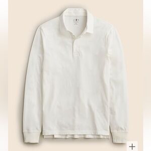 J crew ivory long-sleeve sueded cotton polo shirt